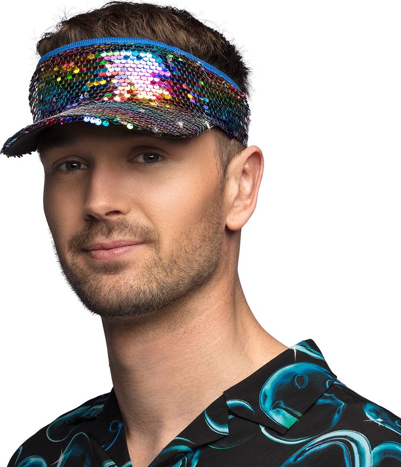 Zonneklep met Regenboog Pailletten