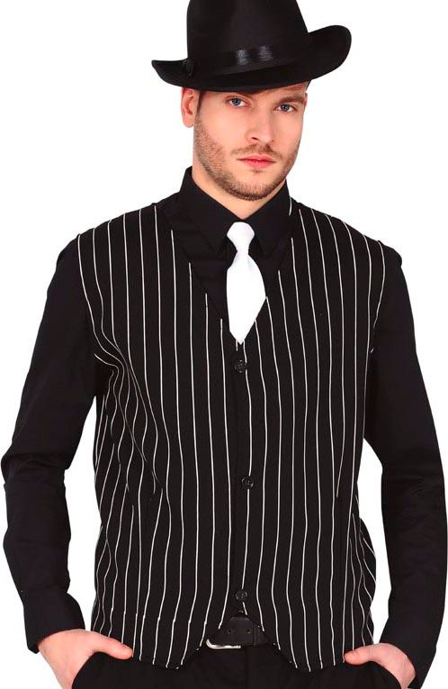 Zwart 20's Gangster Vest Heren