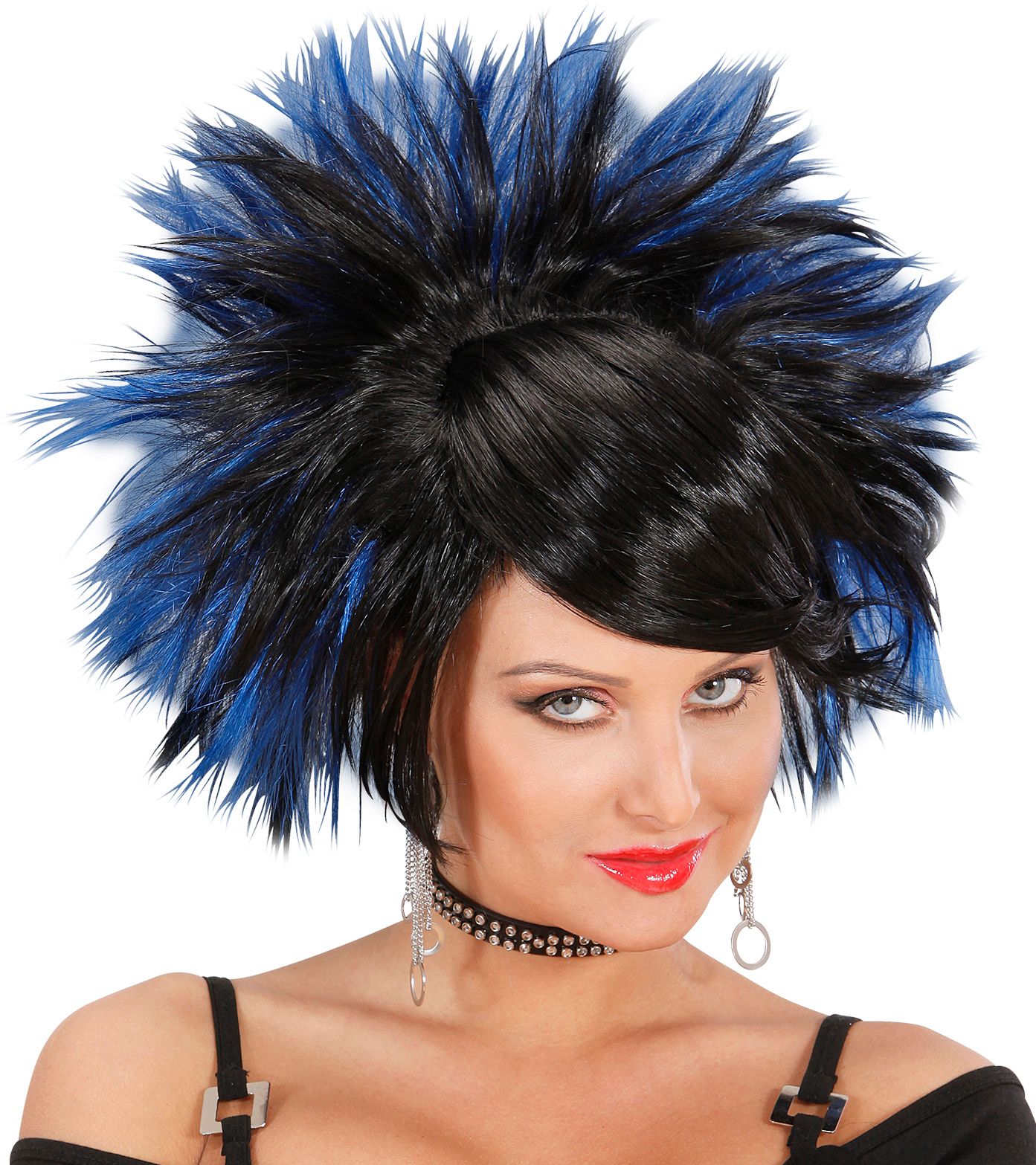 Zwart Blauwe Rock Pruik