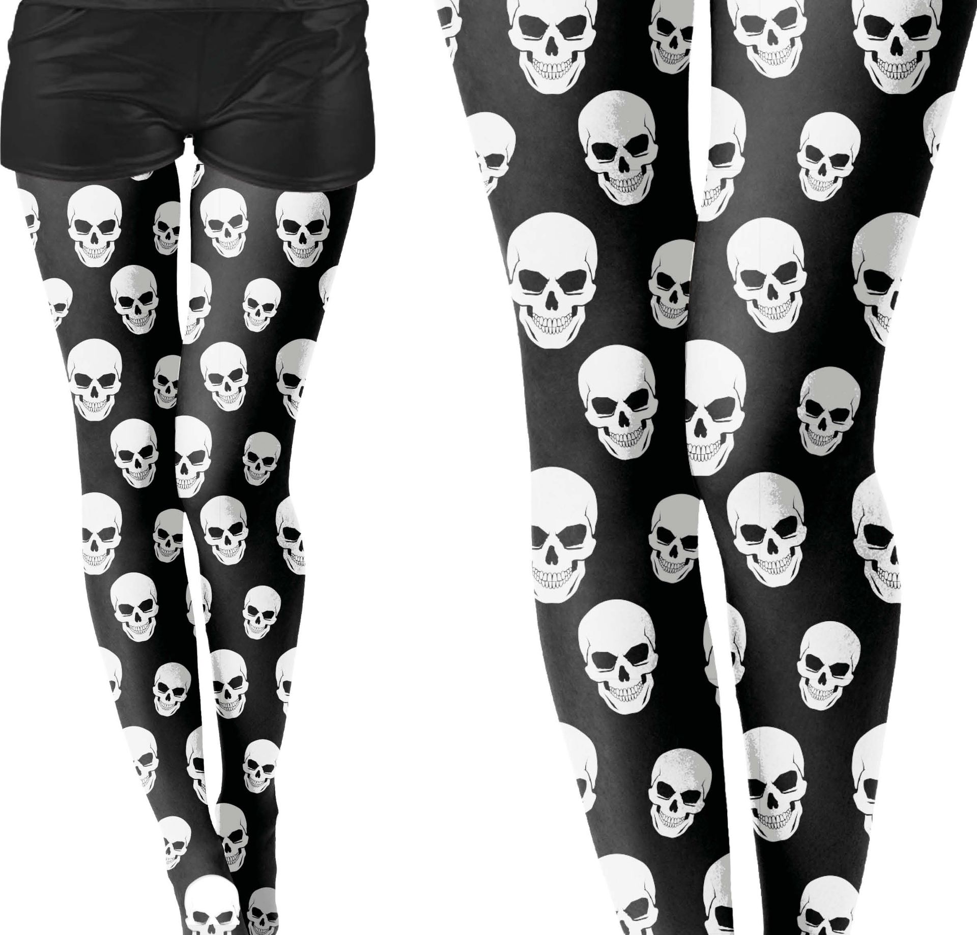 Zwart en Witte Doodskop Panty Dames