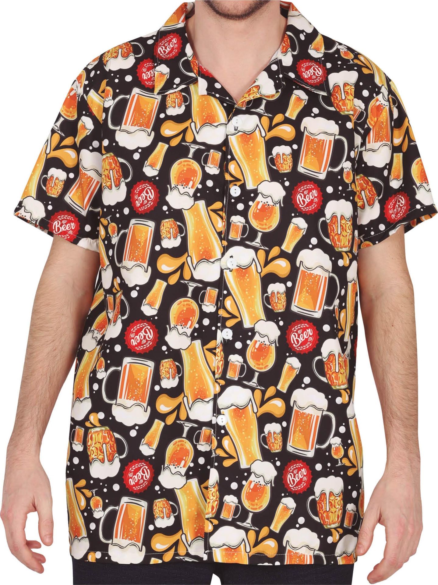 Zwart Geel Bier T-Shirt Mannen