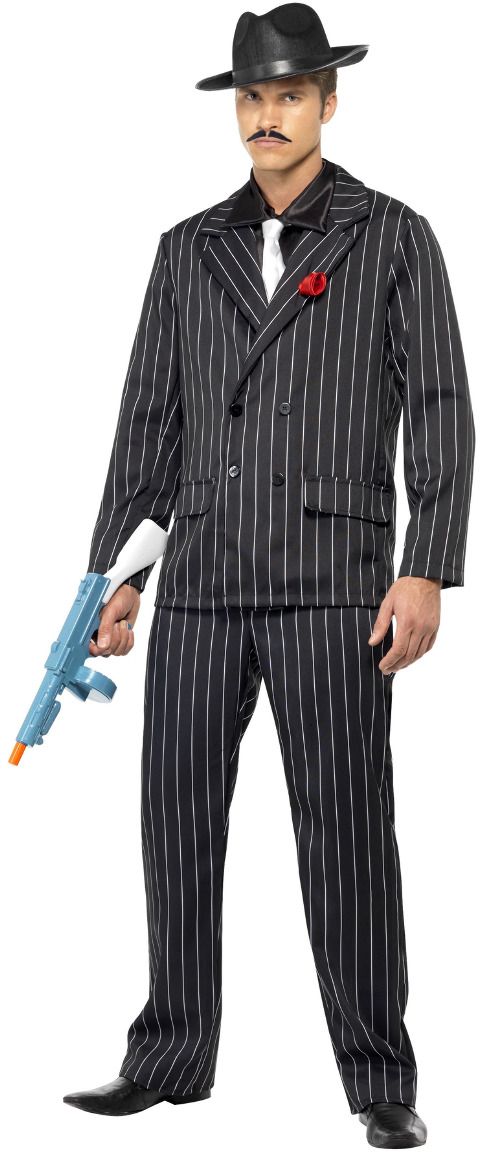 Zwart Gestreepte Gangsters 20's Kostuum