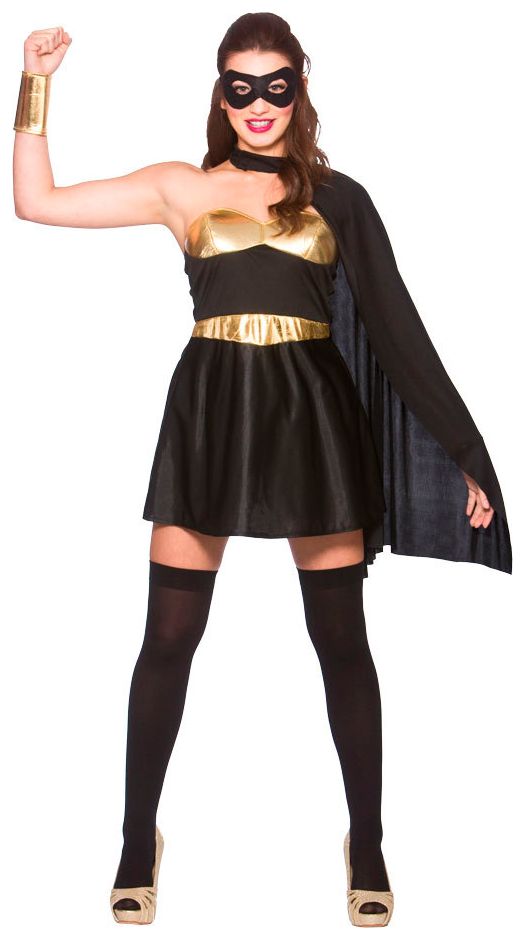 Zwart gouden superhelden jurk