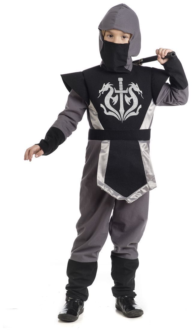 Zwart grijs ninja kostuum kind