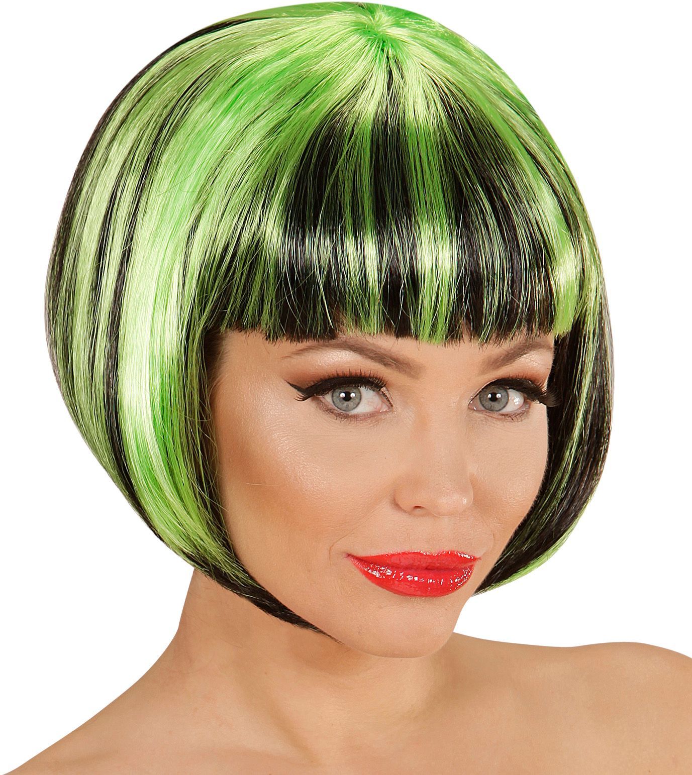 Zwart-Groene Nette Disco Pruik