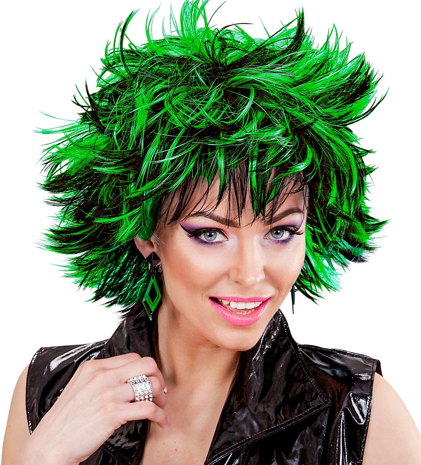 Zwart-Groene Wilde Pruik