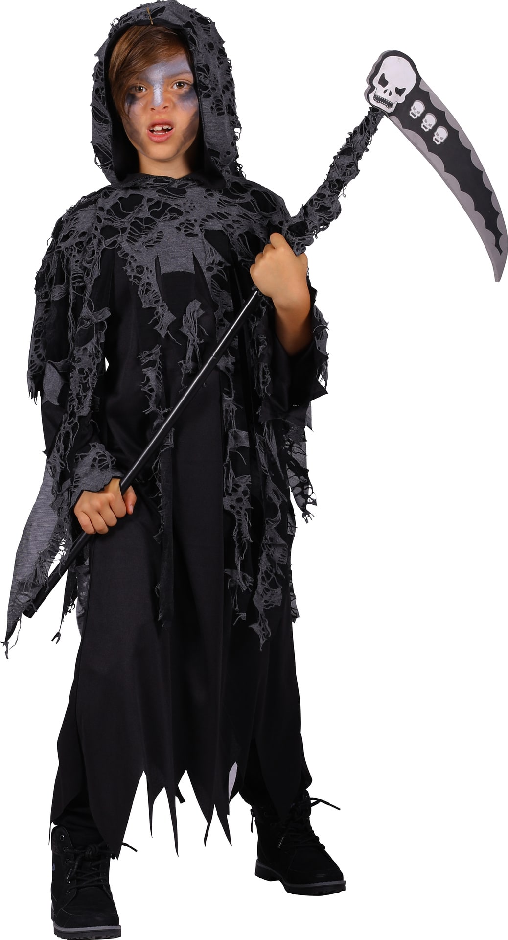 Zwart Magere Hein Kostuum met Zeis Jongens Halloween