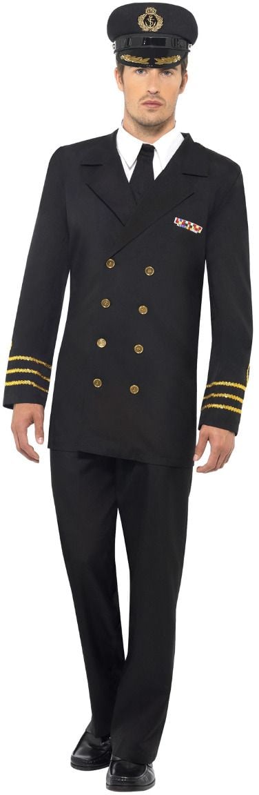 Zwart marine officiers kostuum