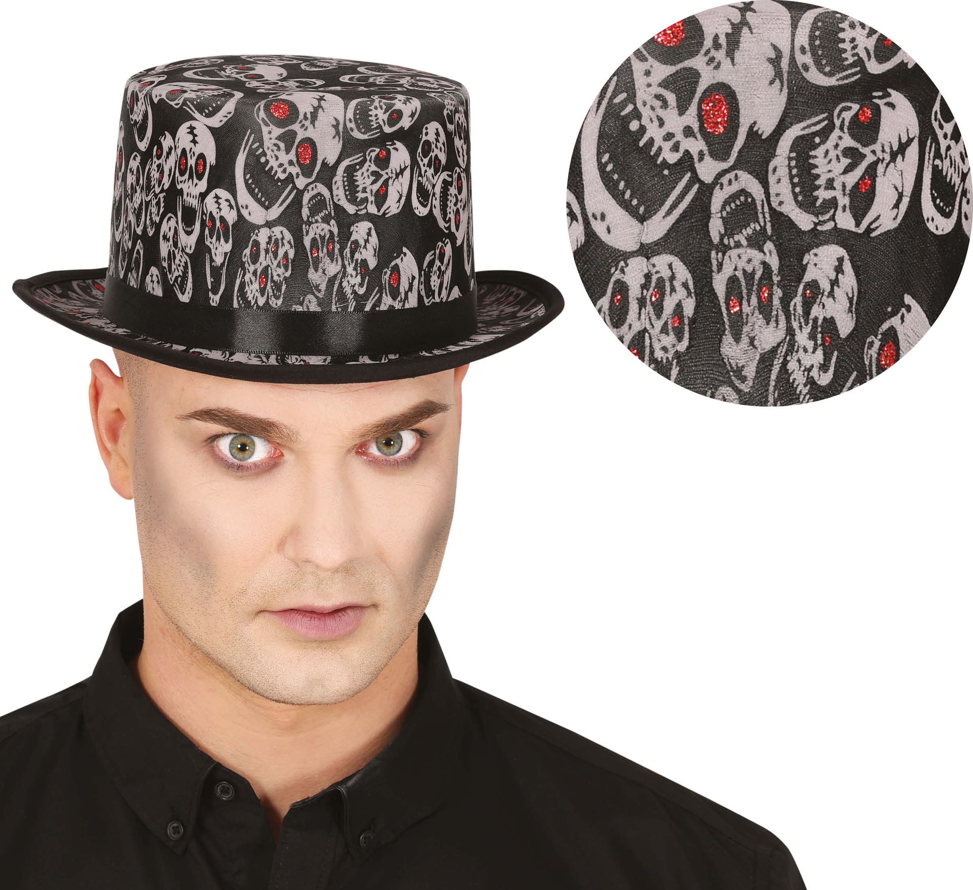 Zwart met Ruby Skelettenhoed