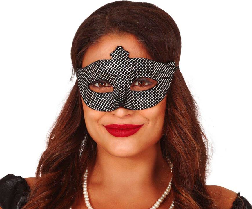 Zwart met Zilver Pailletten Oogmasker