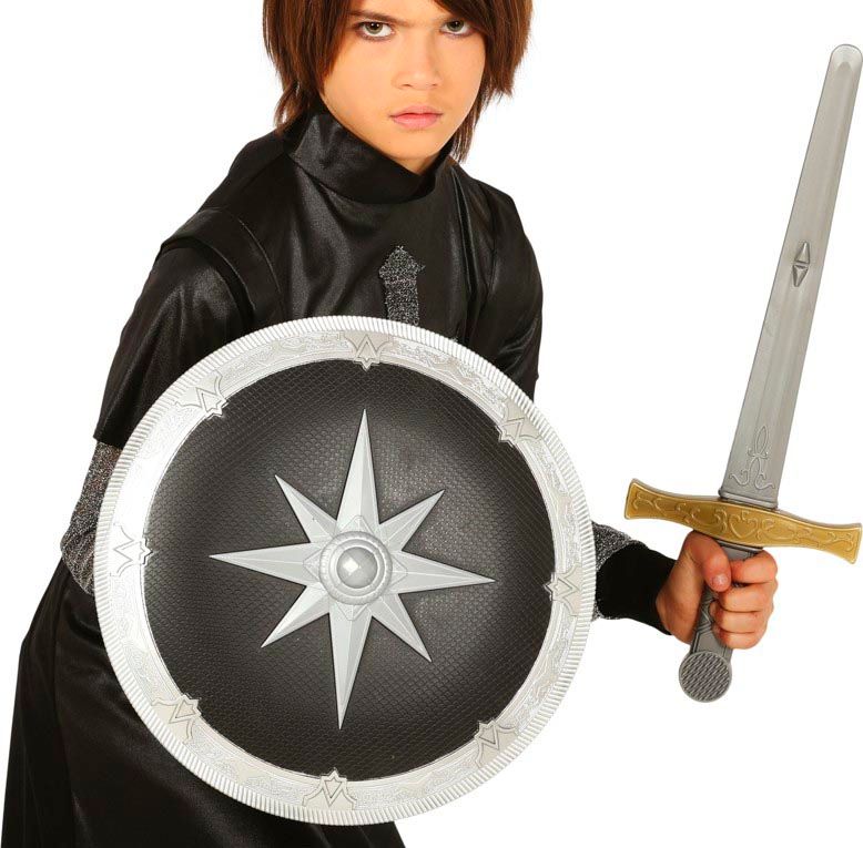 Zwart Middeleeuws Schild met Zwaard