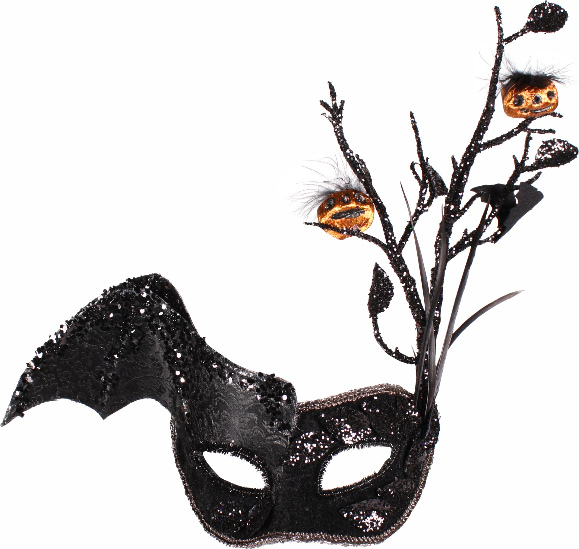Zwart Oogmasker met Pailletten en Vleermuisvleugel Halloween