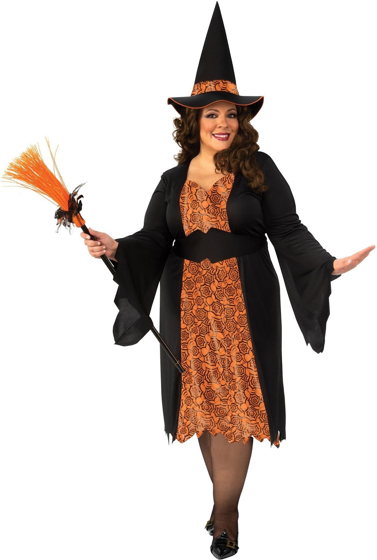 Zwart Oranje Heksenkostuum Dames