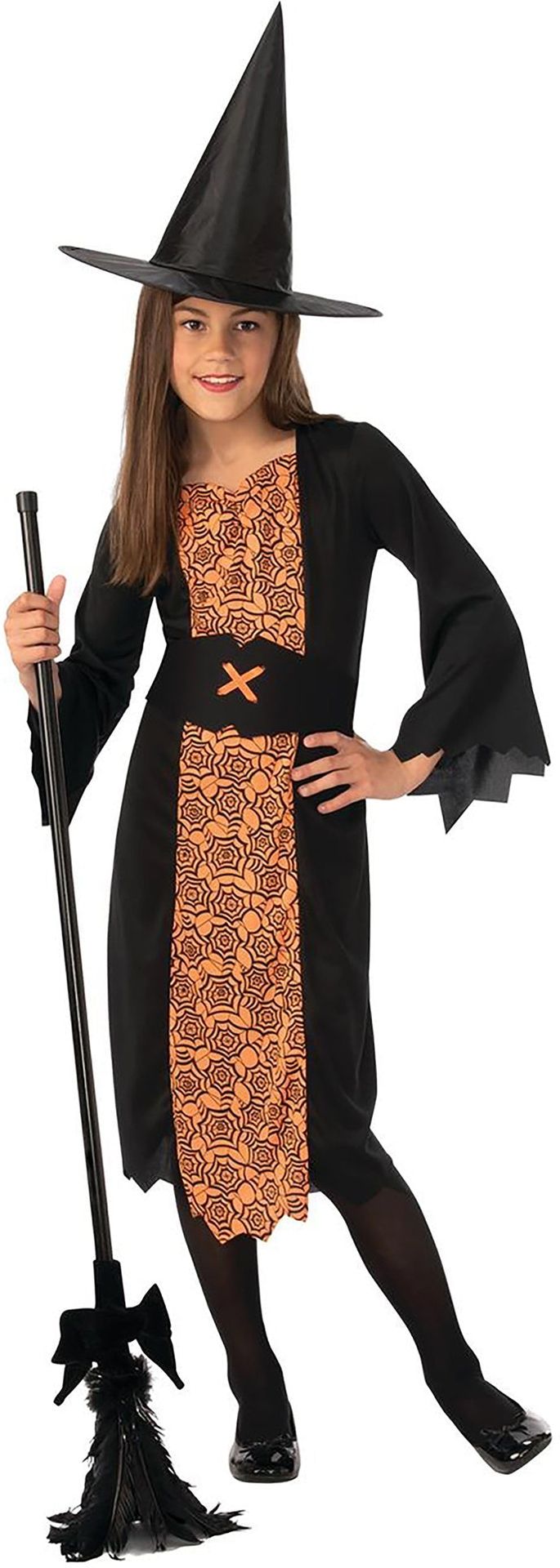 Zwart Oranje Heksenkostuum Meisjes
