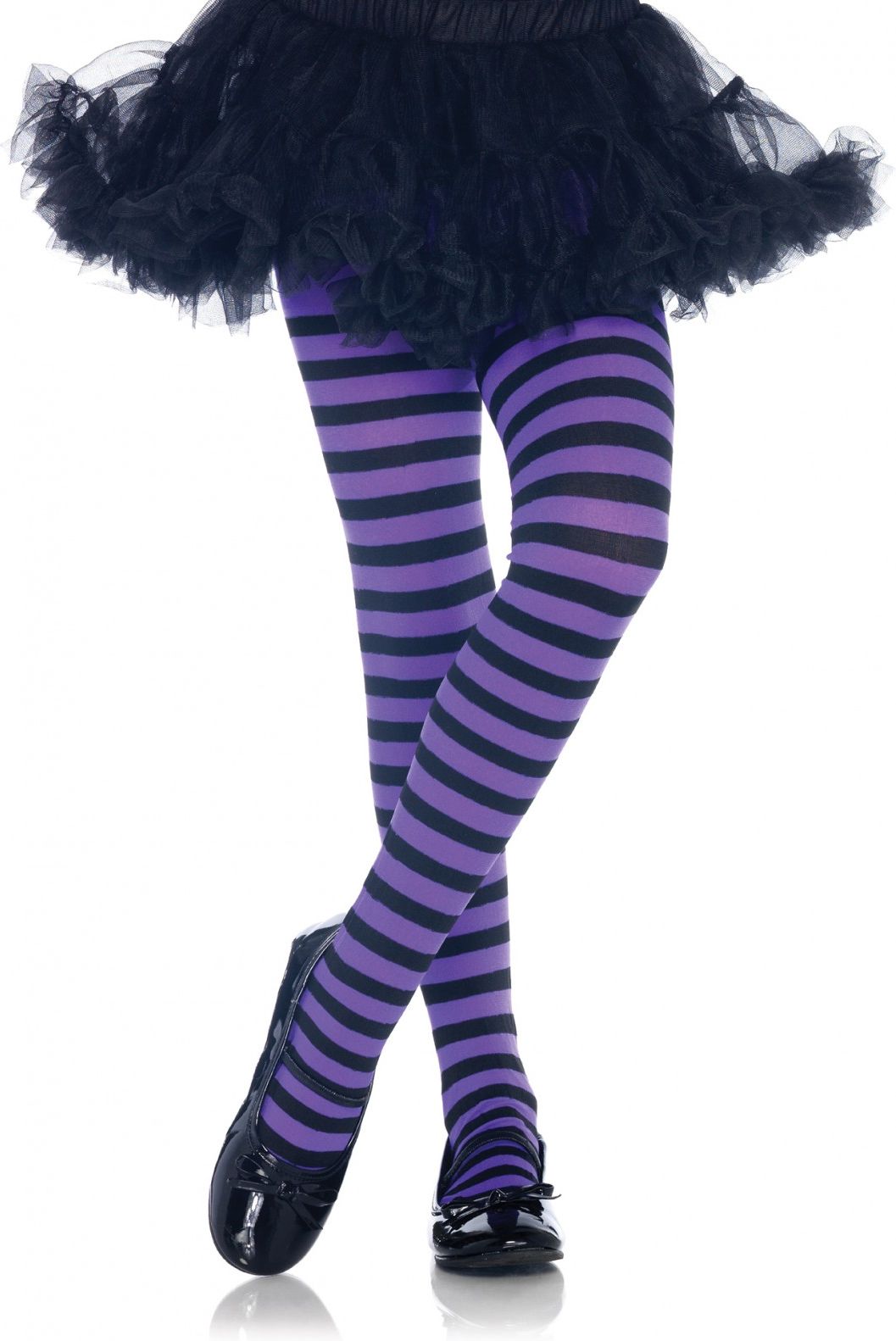 Zwart Paars Gestreepte Panty Kind