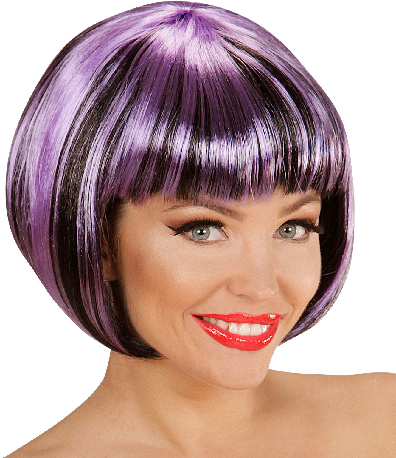 Zwart-Paarse Nette Disco Pruik