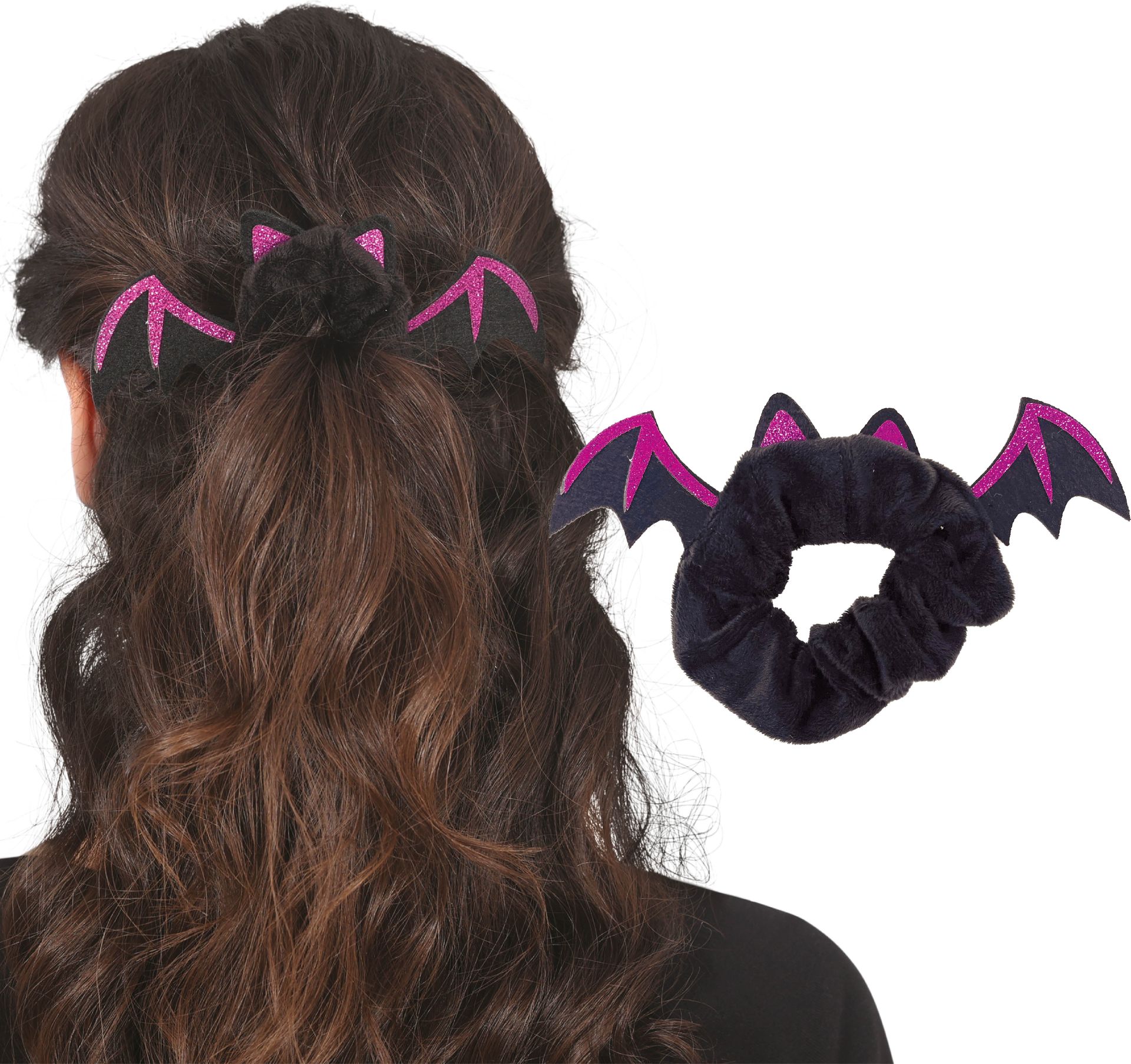 Zwart Paarse Vleermuis Scrunchie Halloween