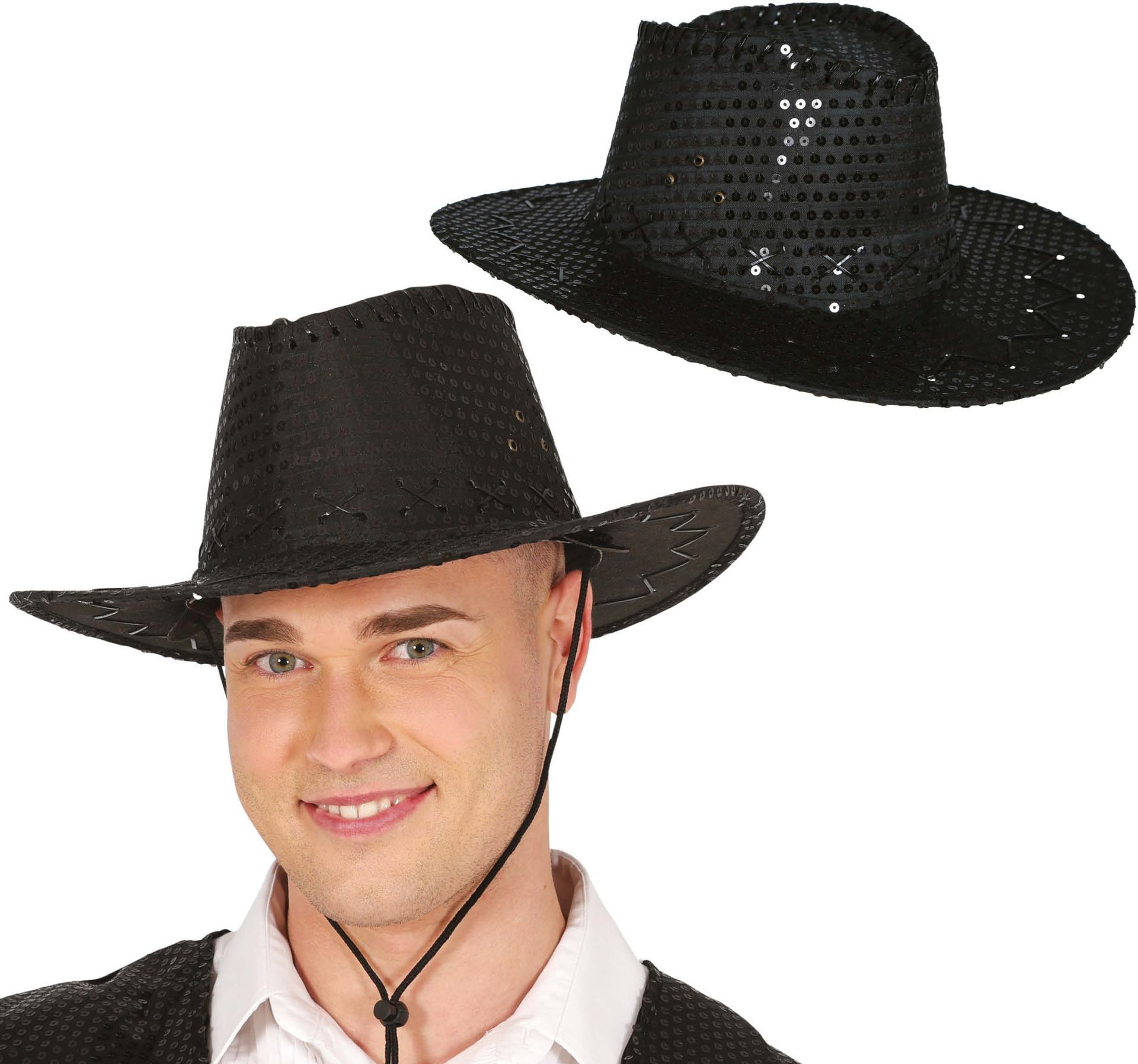 Zwart Pailletten Cowboyhoed Volwassenen