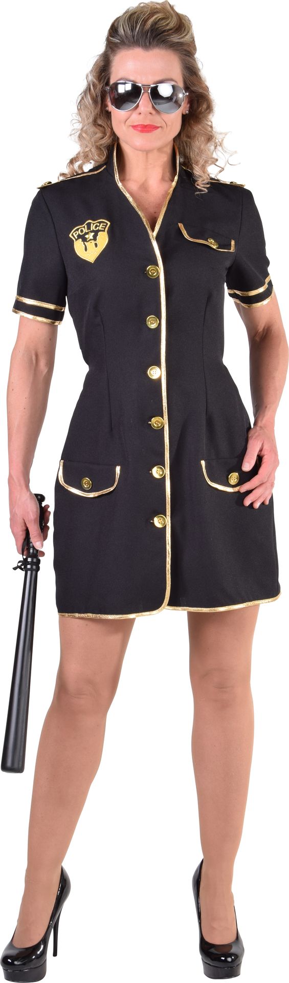 Zwart Politievrouw Kostuum