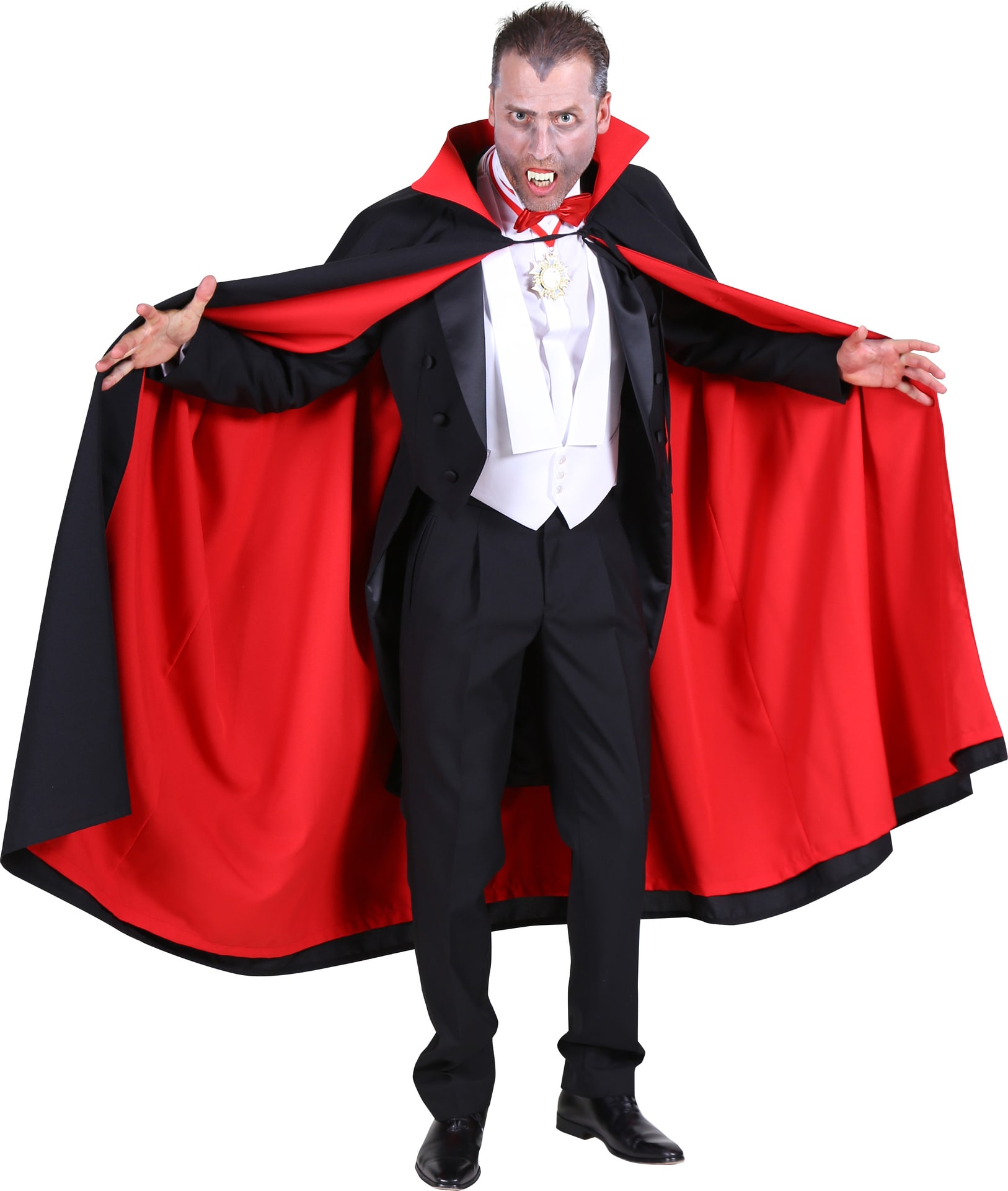 Zwart Rode Dracula Cape Lang Halloween Vampier