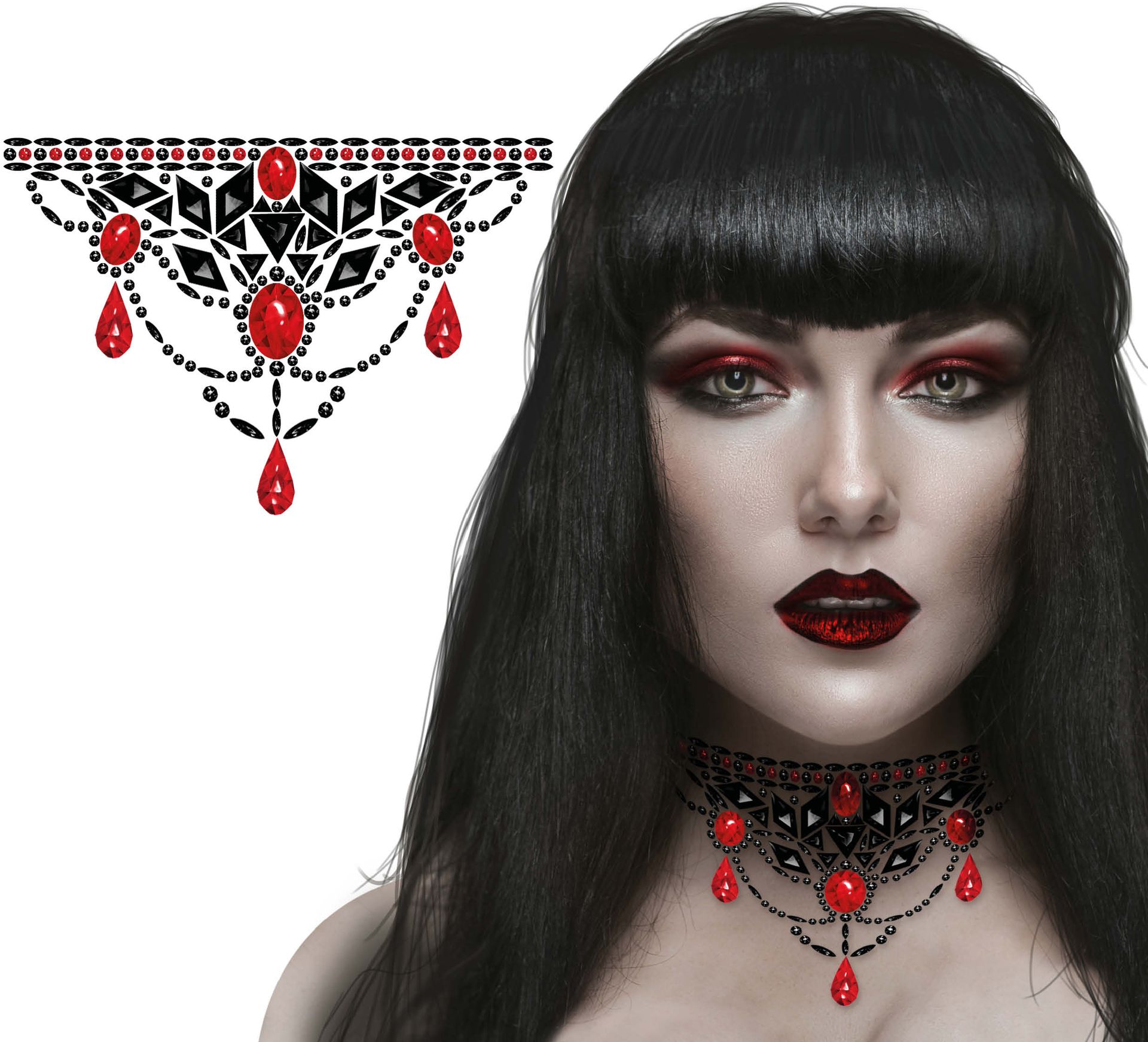 Zwart Rode Gothic Plakjuwelen