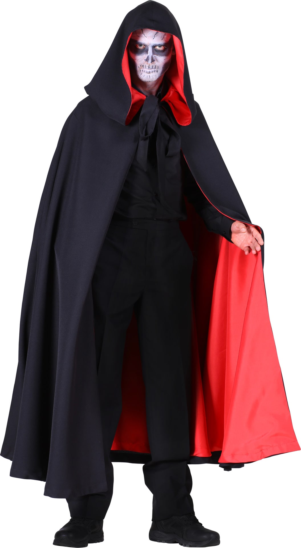 Zwart Rode Halloween Cape met Capuchon 140 cm