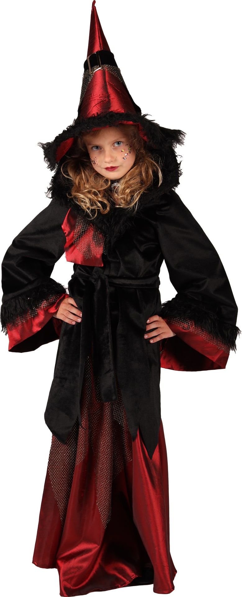 Zwart Rode Heksenjurk Meisjes Halloween