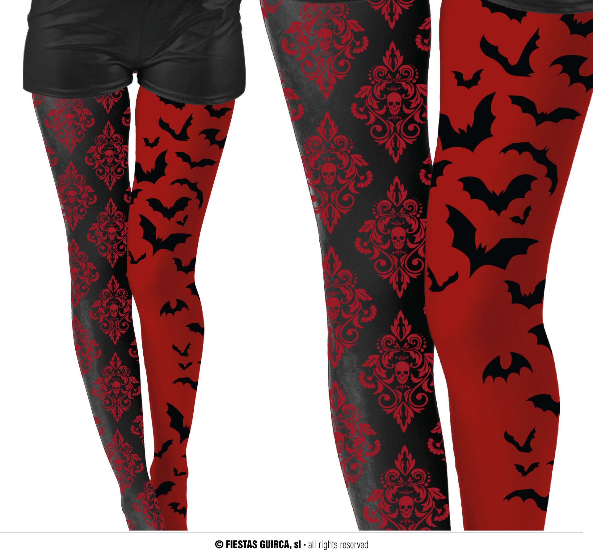 Zwart Rode Legging Gothic