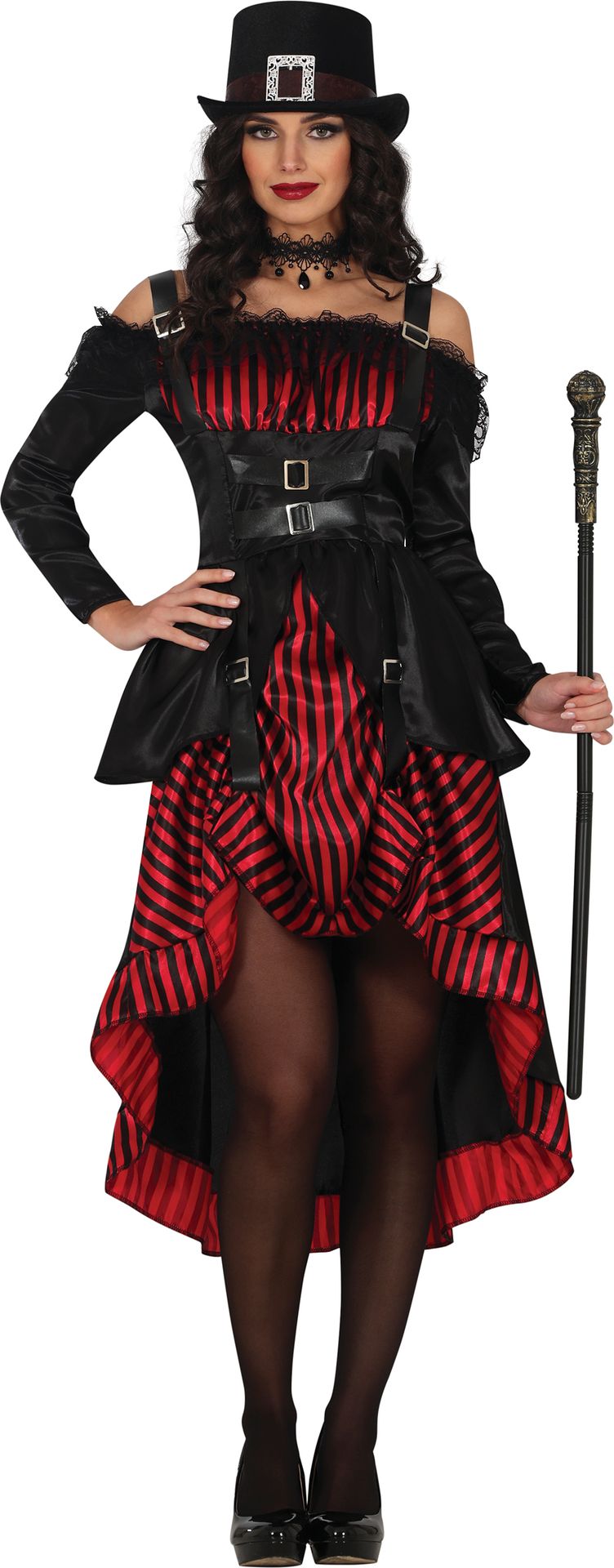 Zwart Rode Steampunk Gothic Jurk Dames