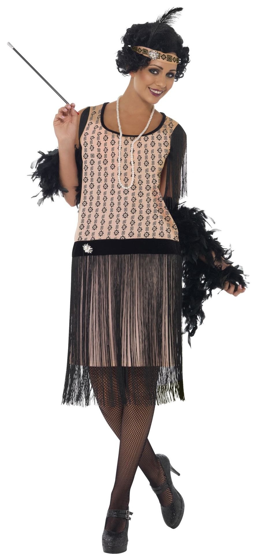 Zwart Roze Flapperjurk