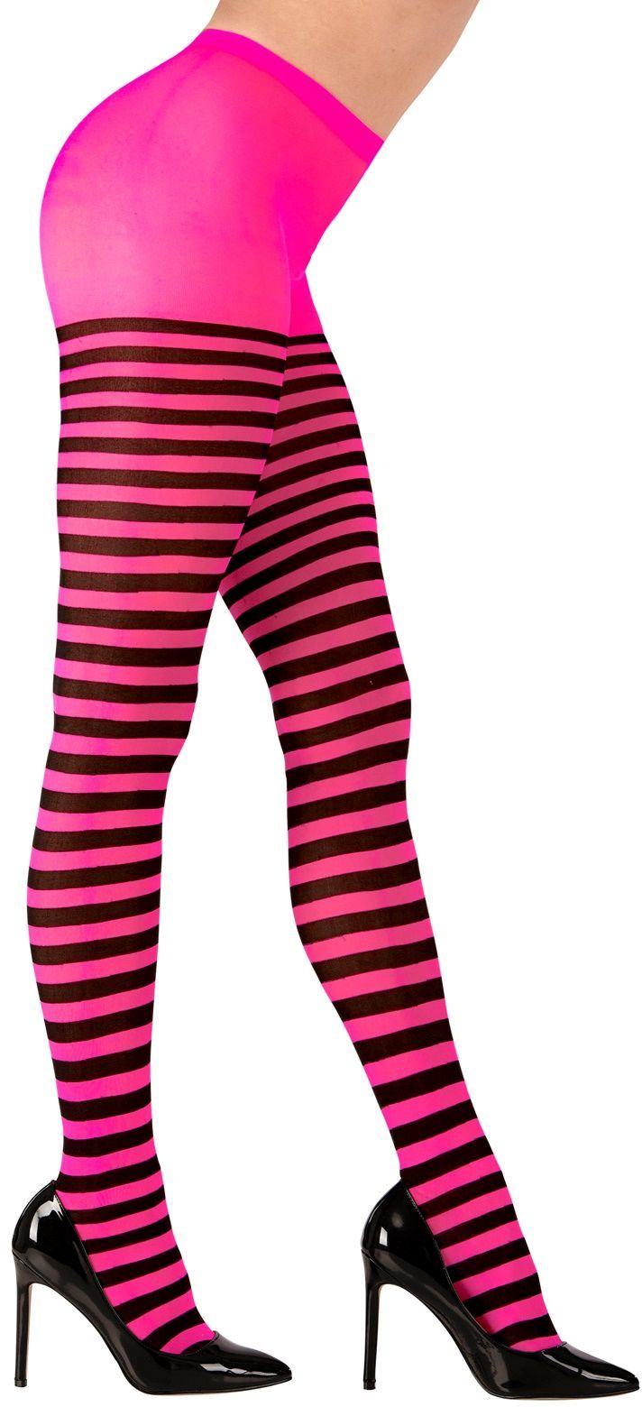 Zwart Roze Gestreepte Panty