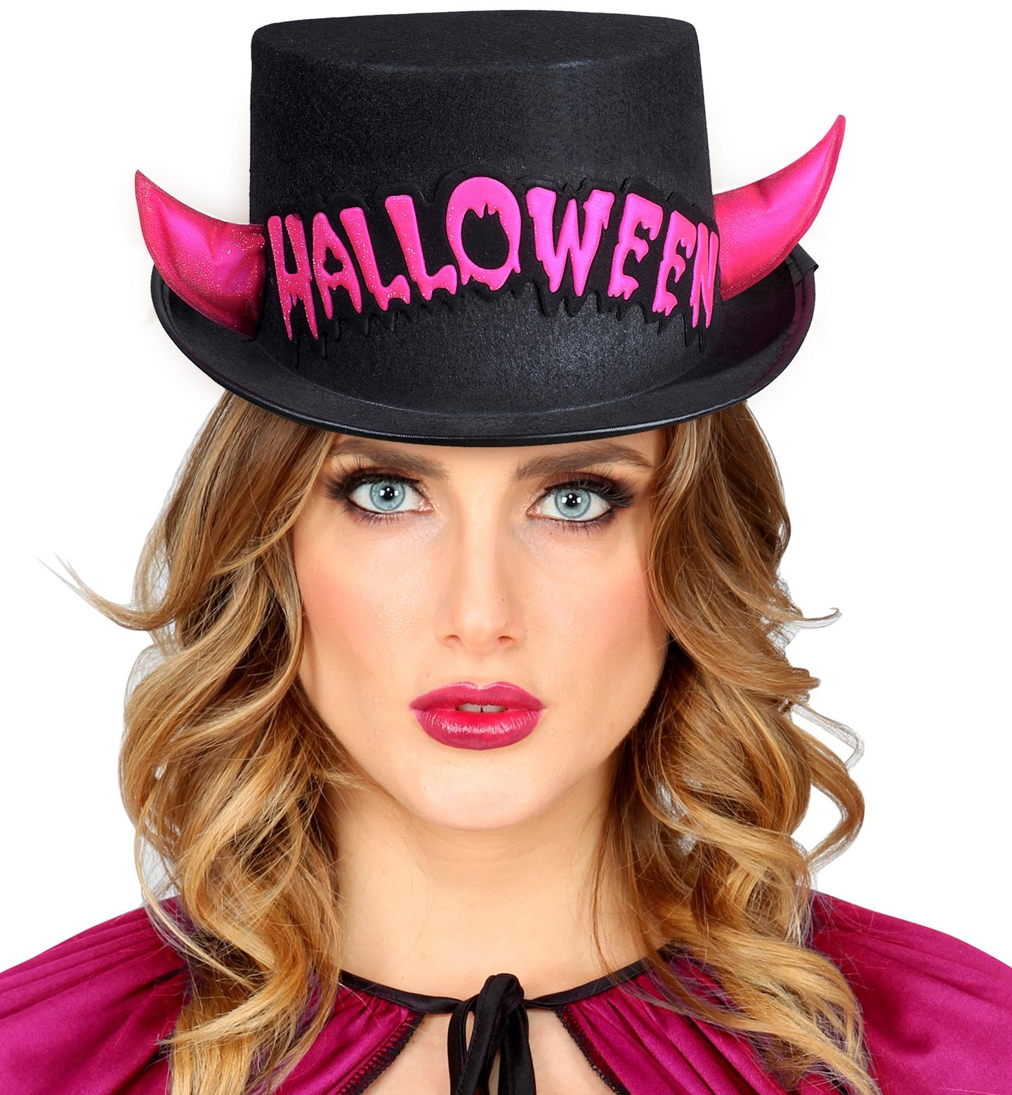 Zwart-roze hoge halloween hoed