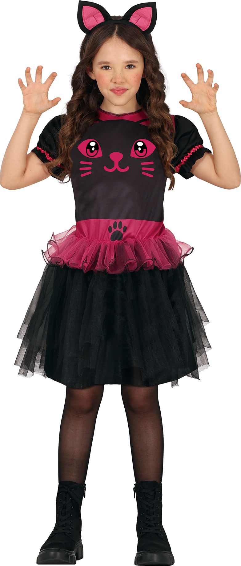 Zwart Roze Kat-Vleermuis Kostuum Kind