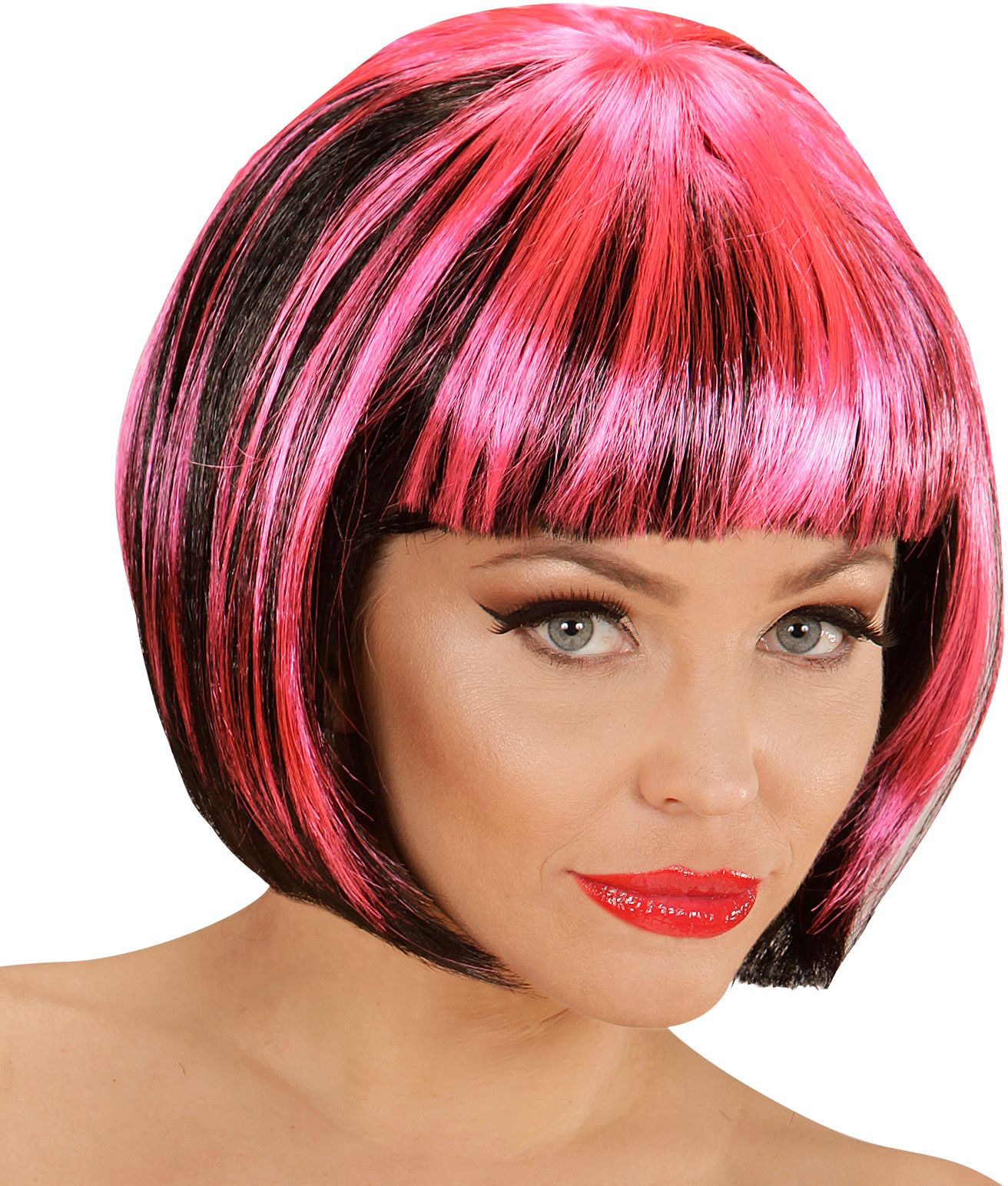 Zwart-Roze Nette Disco Pruik