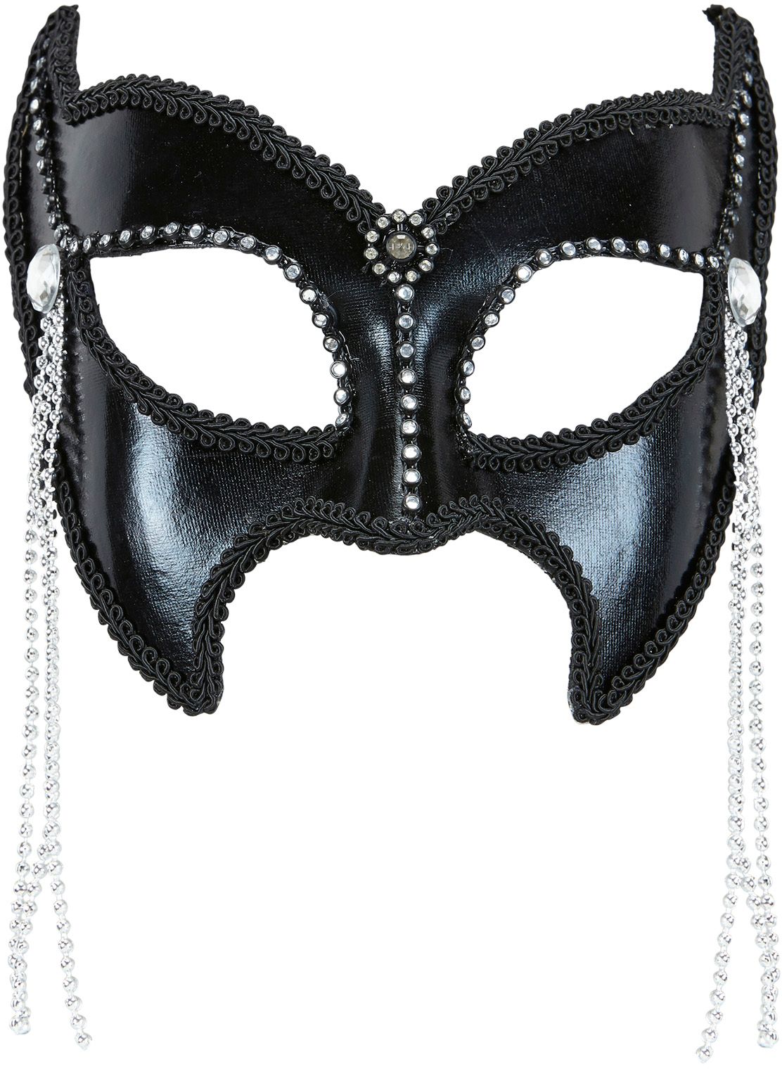 Zwart Sm Oogmasker met Strass Stenen