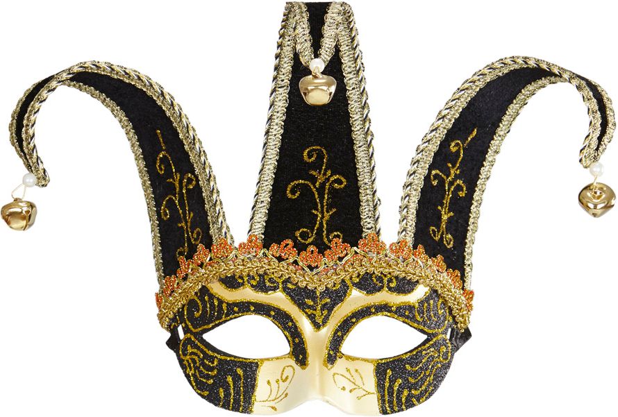 Zwart Venetiaanse Joker Oogmasker