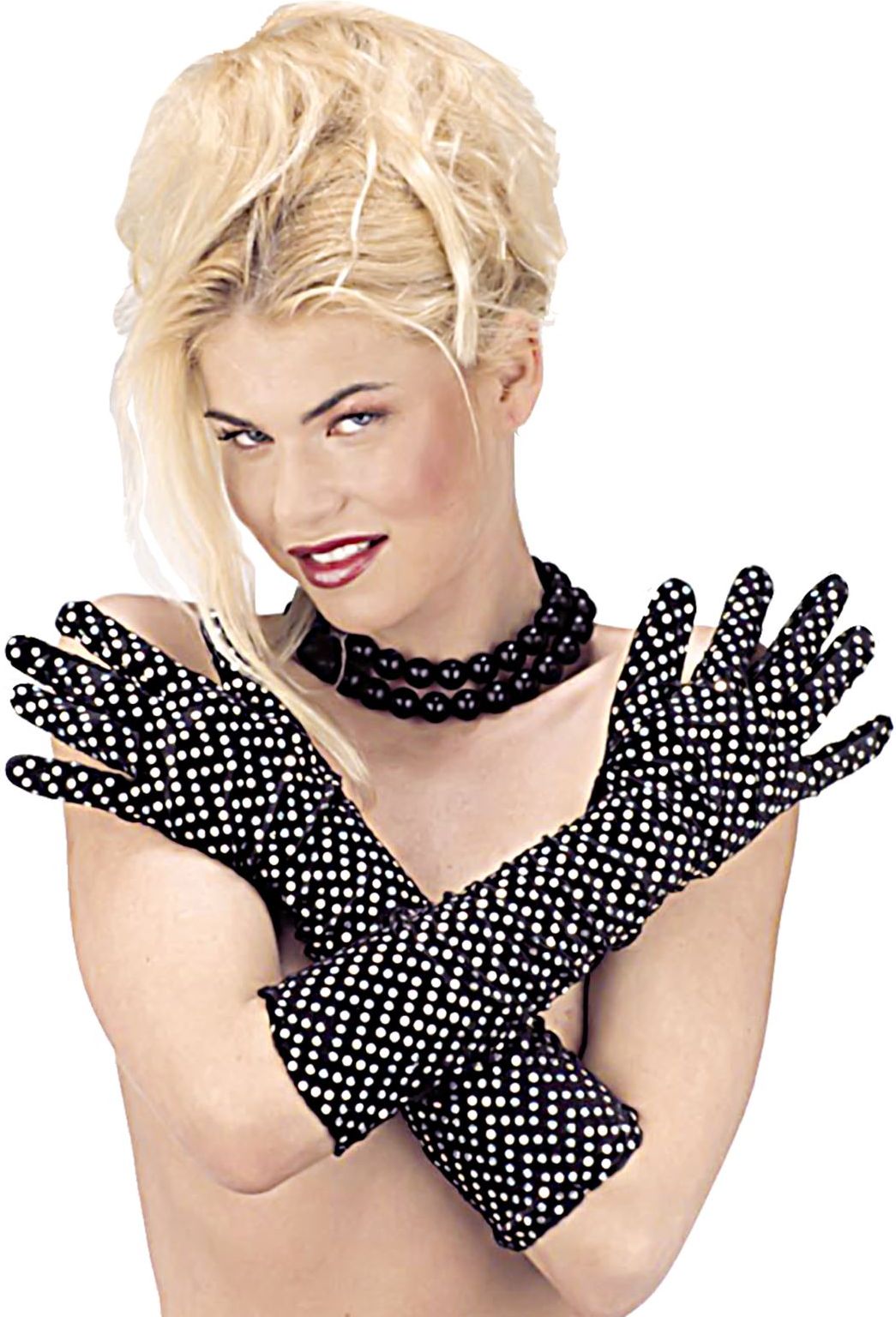 Zwart-Wit Gestipte Fluwelen Handschoenen