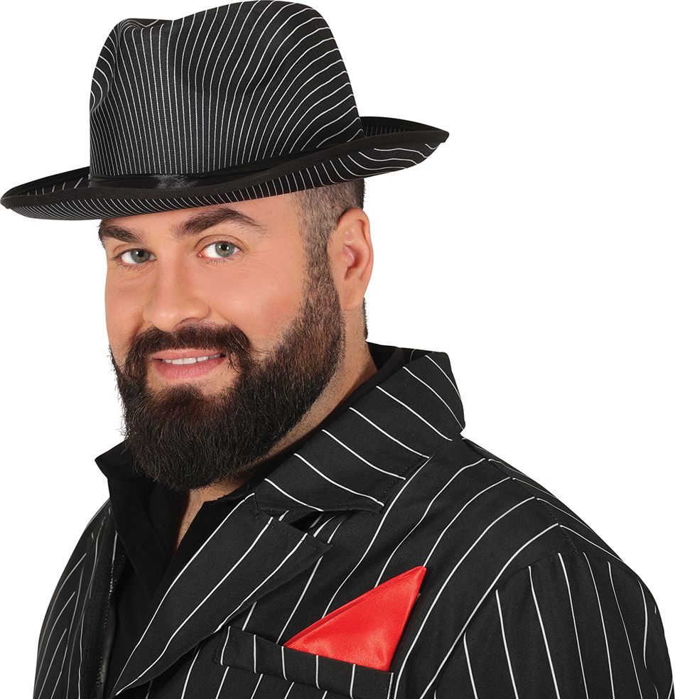 Zwart Wit Gestreepte Gangster Hoed