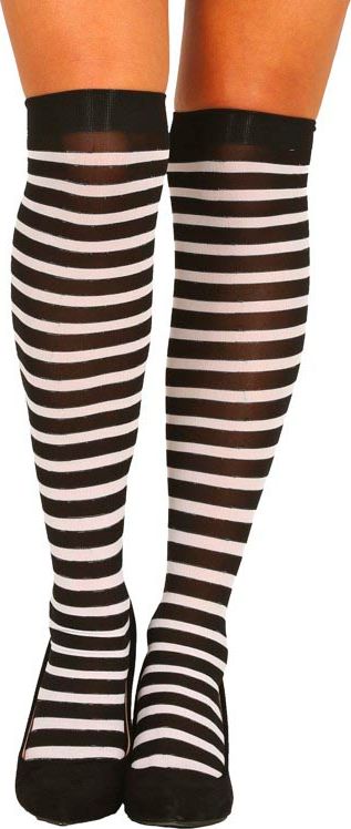 Zwart Wit Gestreepte Kousen Lang