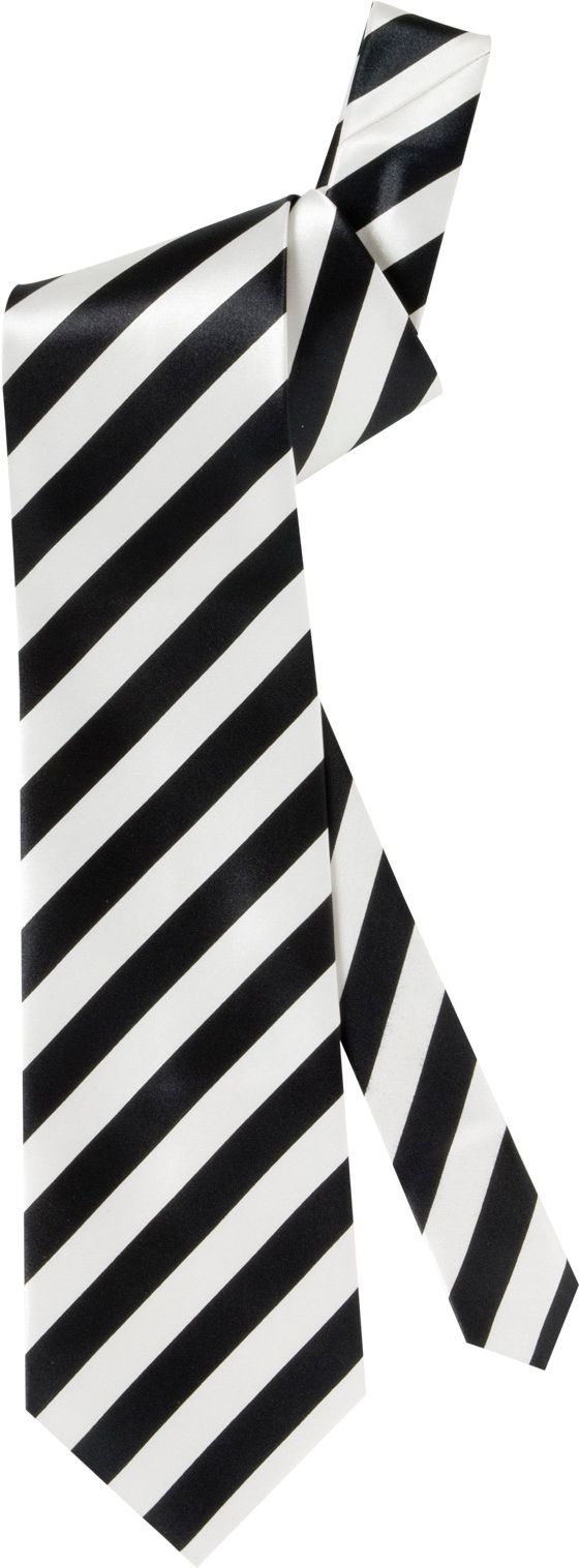 Zwart Wit Gestreepte Satijnen Stropdas