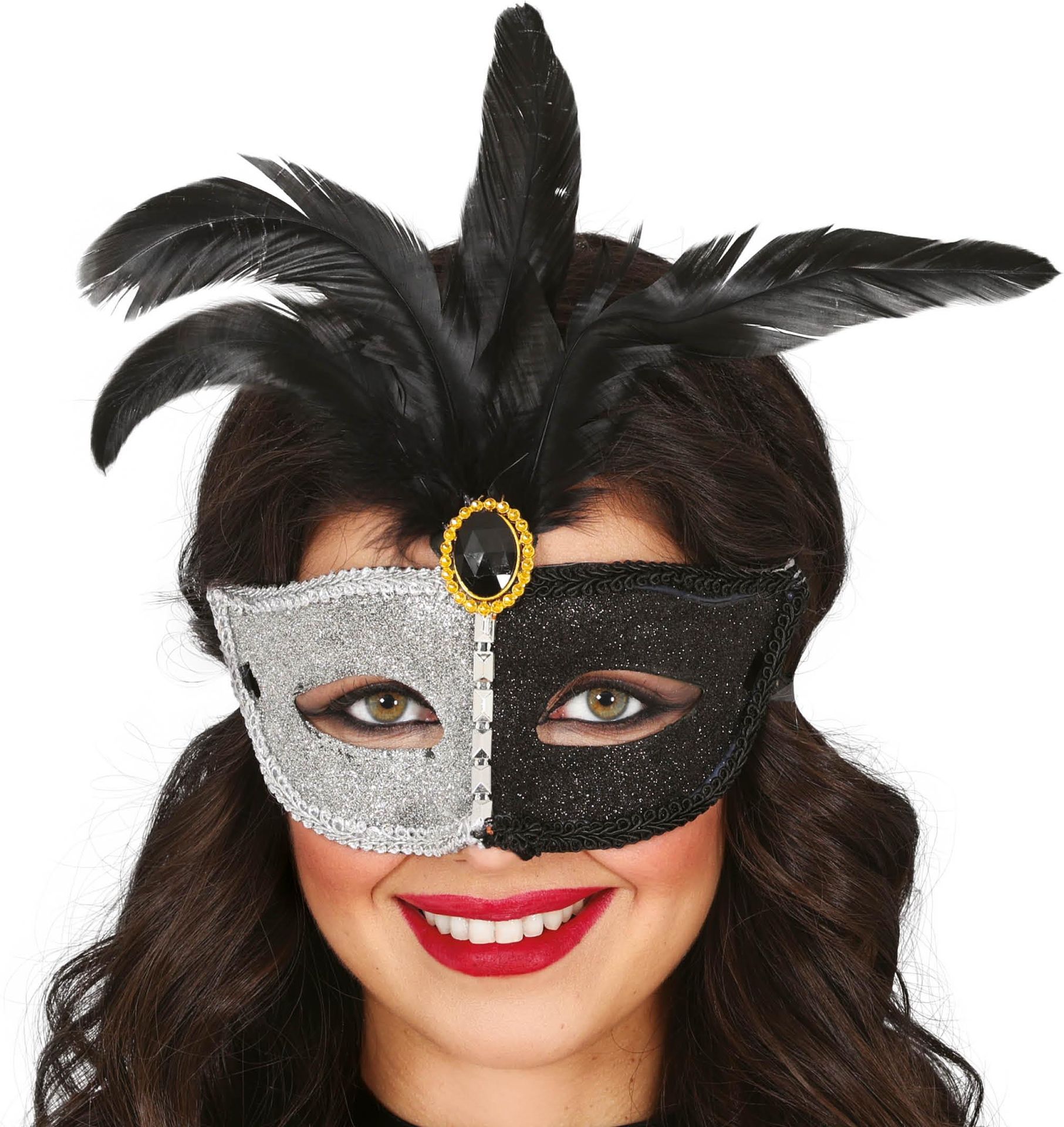 Zwart-Wit Venetiaans Carnavalsmasker