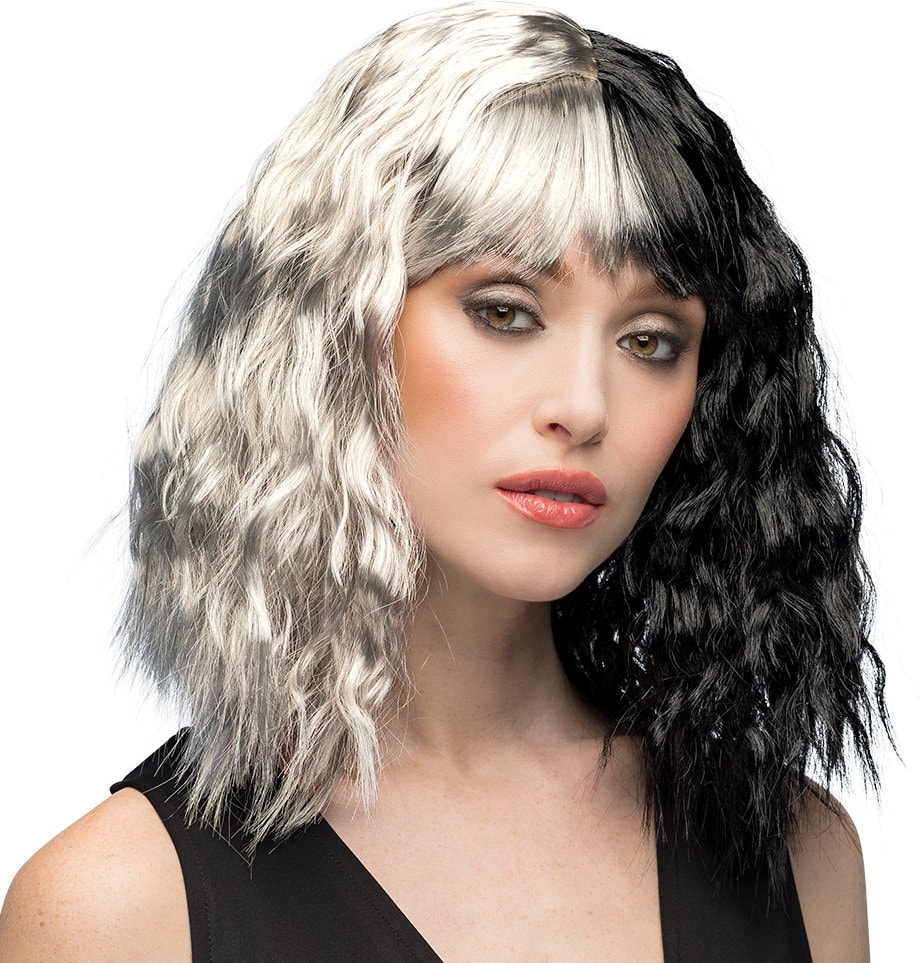 Zwart Witte Glamour Pruik Amara Dames