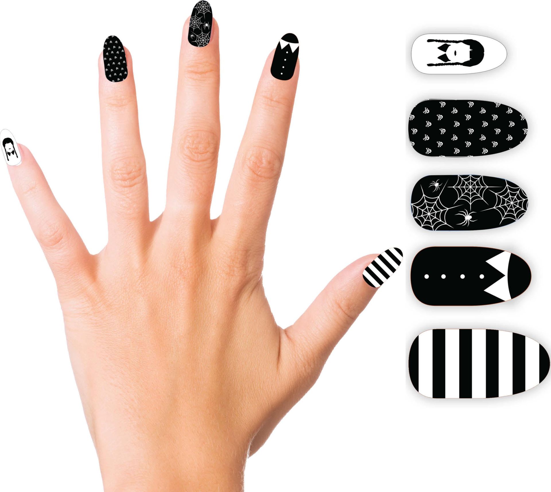 Zwart Witte Gothic Nagels Halloween