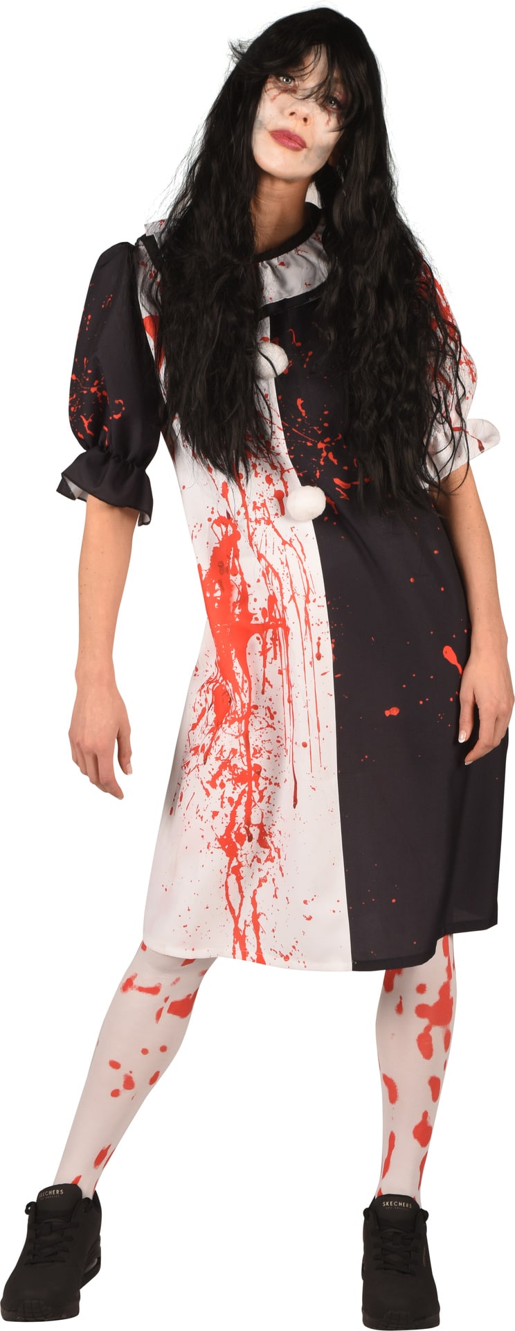 Zwart Witte Horror Clown Jurk Dames Halloween