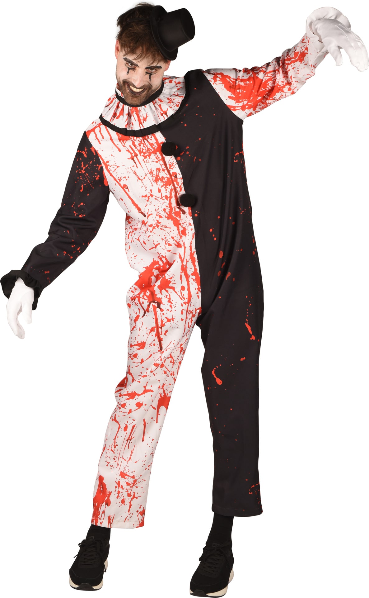 Zwart Witte Horror Clown Overall Heren Halloween