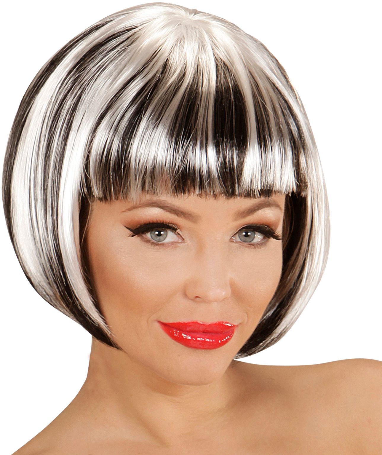 Zwart-Witte Nette Disco Pruik