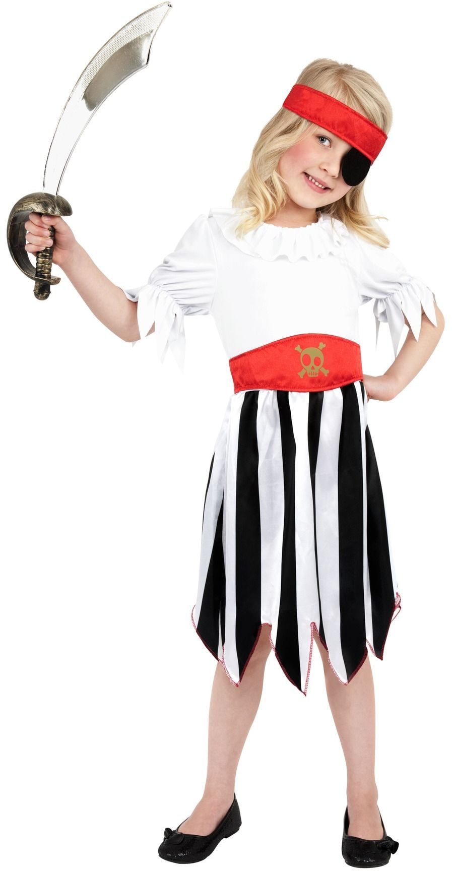 Zwart Witte Piraat Meisjes Outfit