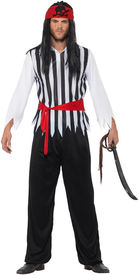 Zwart Witte Piraten Kostuum Heren