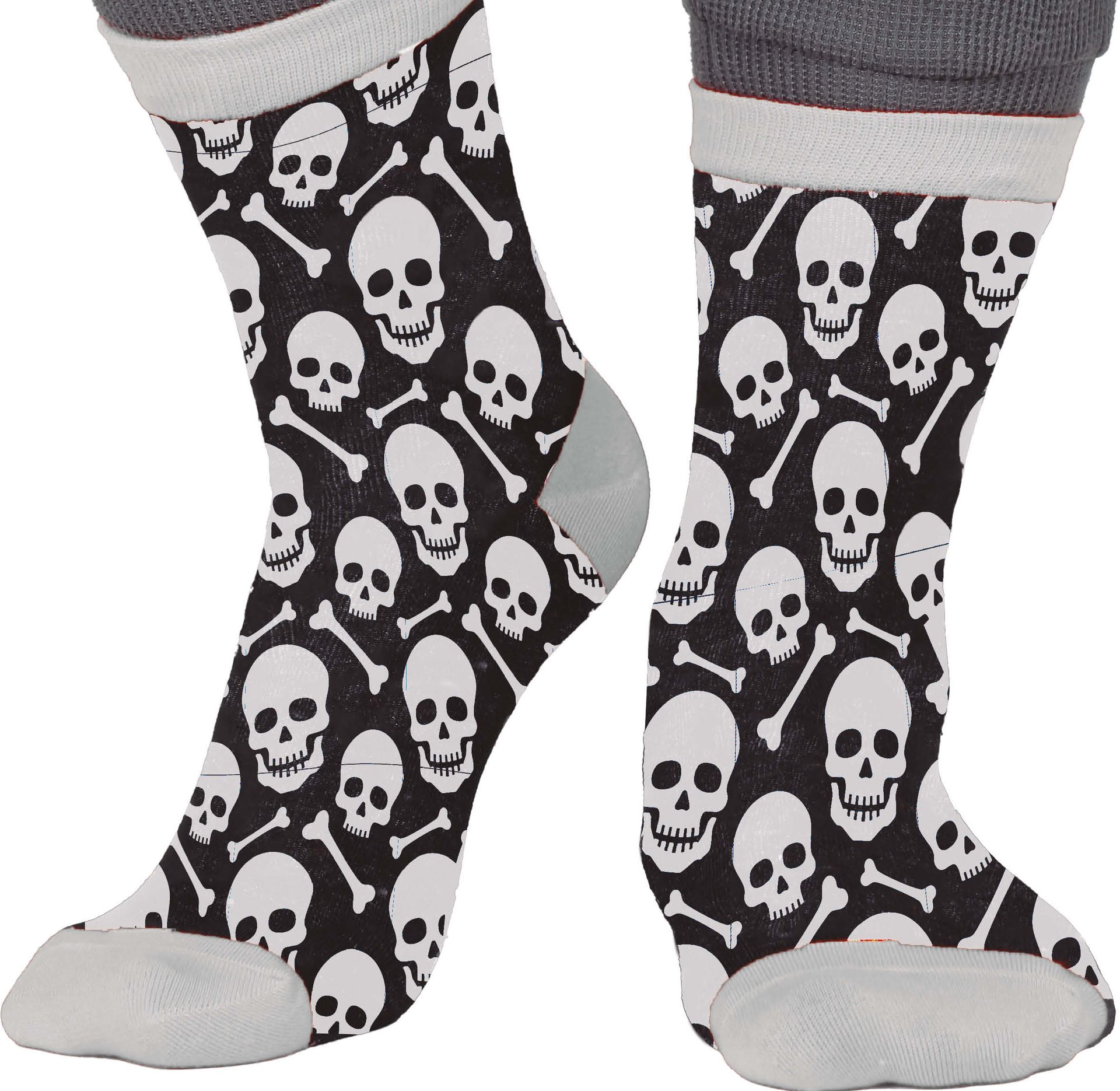 Zwart Witte Schedel Halloween Sokken Volwassenen