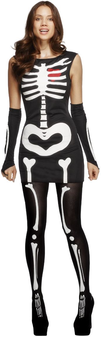 Zwart Witte Skelet Jurkje